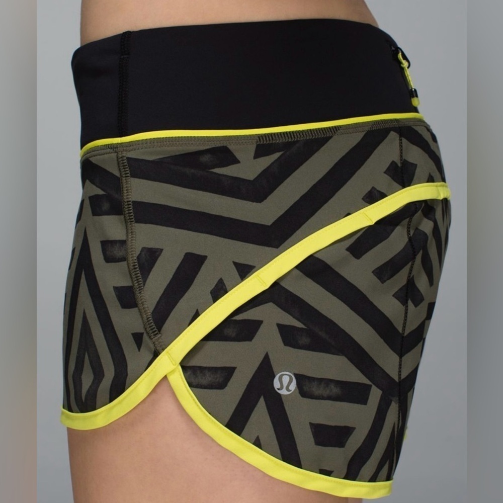 Rare Lululemon Run Speed Short 2.5” Chevron Shuffle Split Pea Black Sz 10 - Picture 5 of 8
